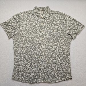 Faherty Brand Men's Short Sleeve Shirt XXL Green‎ White Floral Casual